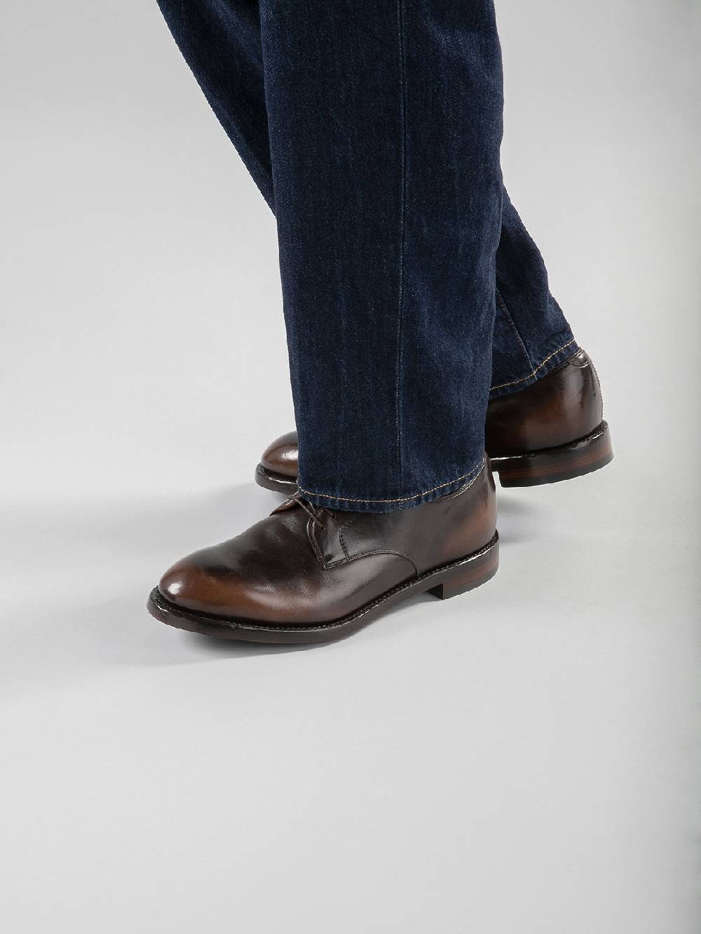 Officine Creative TEMPLE 018 Scarpe Derby in Pelle Marrone Shopping Online