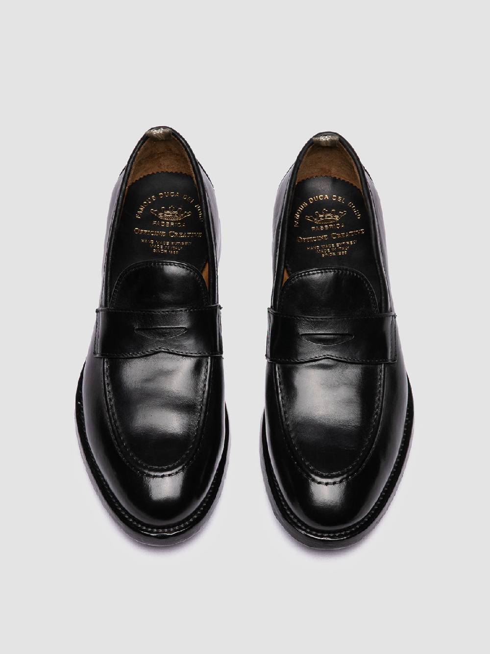 Officine Creative TULANE 002 Mocassini Penny in Pelle Nera Prezzo Ridotto