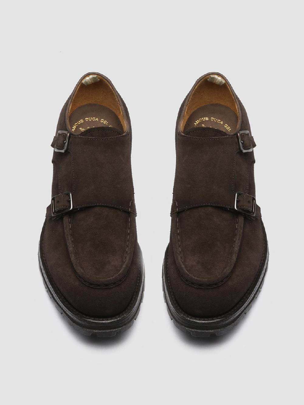 Officine Creative VAIL 012 Dark Brown Suede Monk Shoes Presa