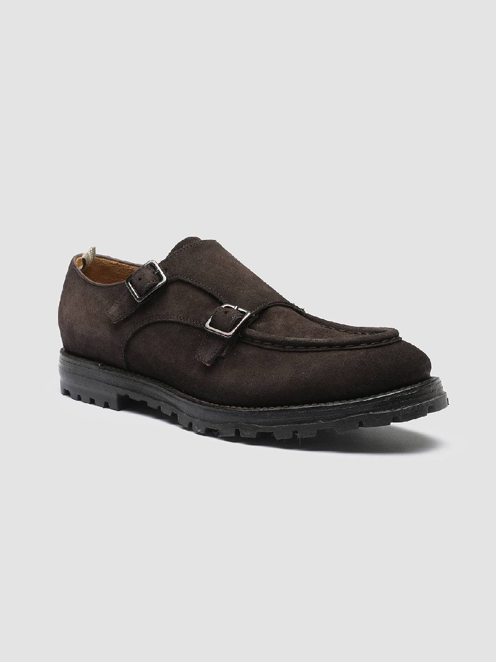 Officine Creative VAIL 012 Dark Brown Suede Monk Shoes Presa