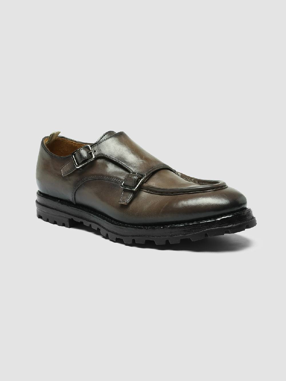 Officine Creative VAIL 012 Gray Leather Monk Shoes Sconto