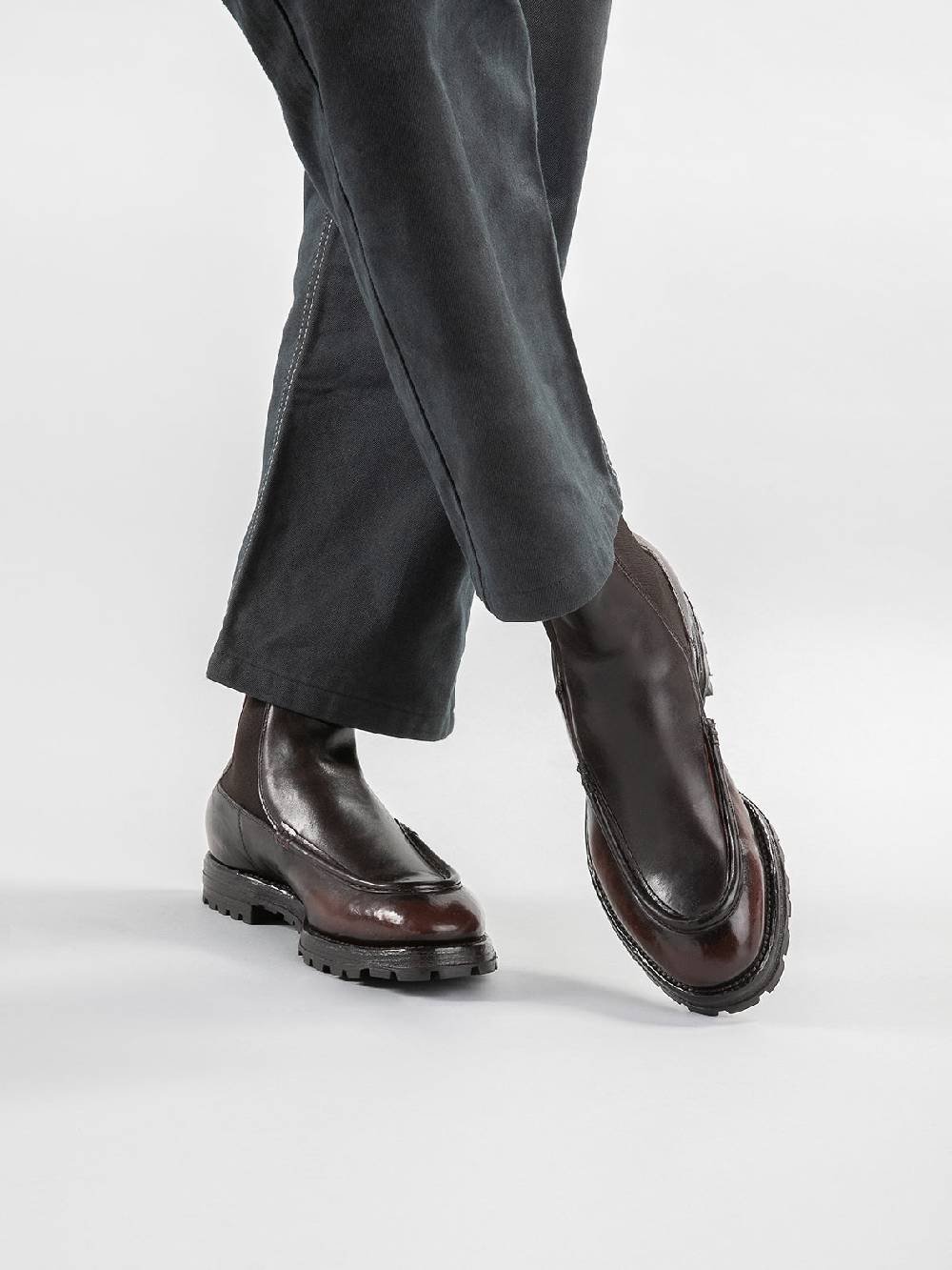 Officine Creative VAIL 017 Stivaletti Chelsea in Pelle Bordeaux Economico