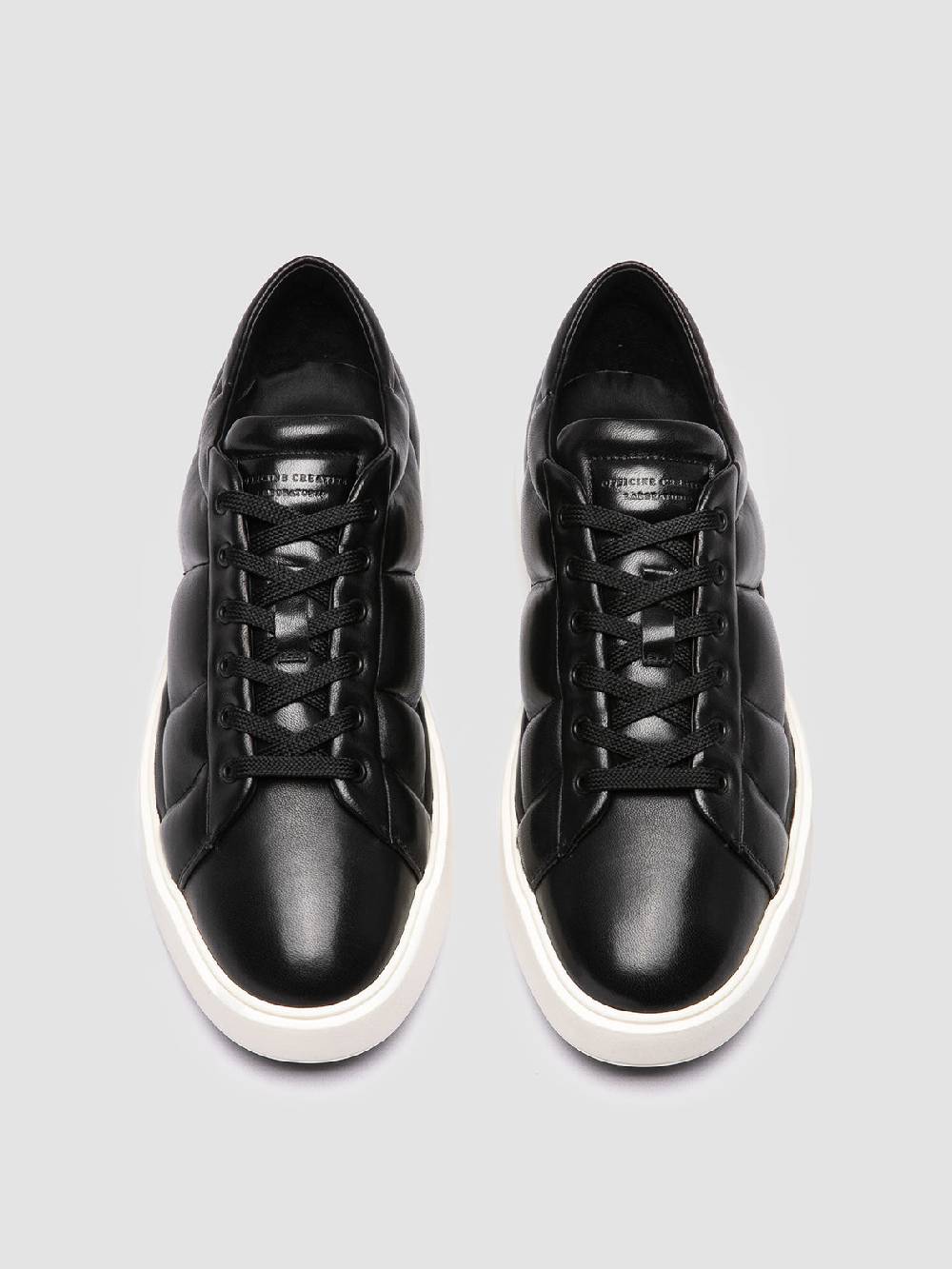 Officine Creative LEISURE 001 Sneaker Basse in Pelle Nera Prezzo di fabbrica