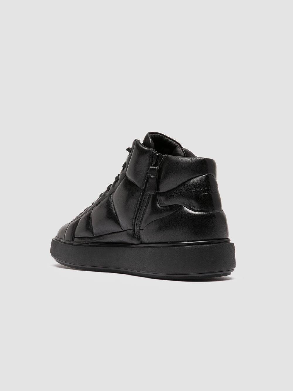 Officine Creative LEISURE 002 Sneaker Alte in Pelle Nera Comprare a buon mercato