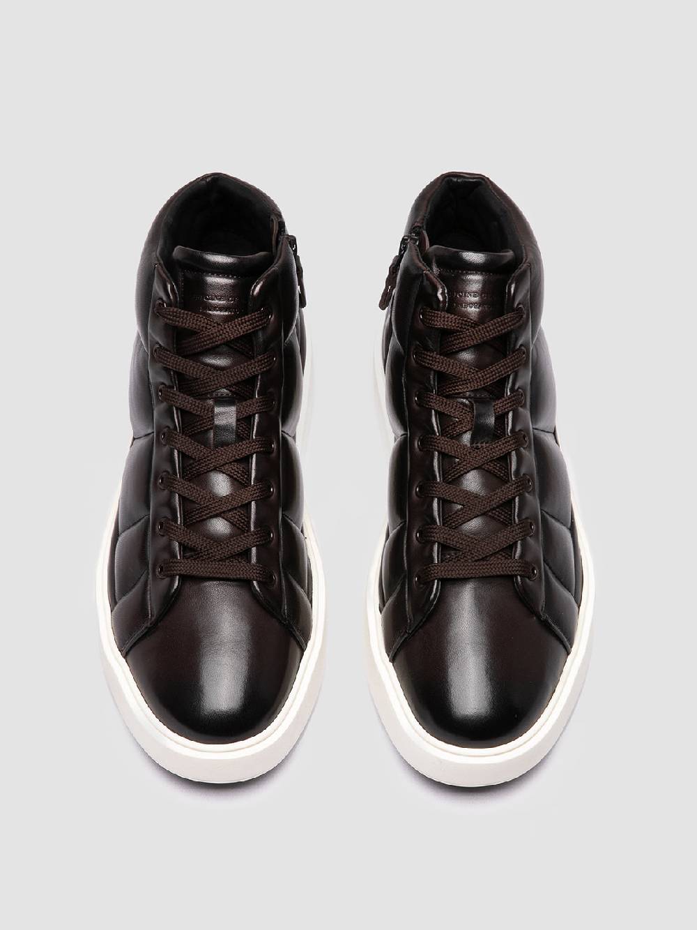 Officine Creative LEISURE 002 Sneaker Alte in Pelle Marrone Grande vendita