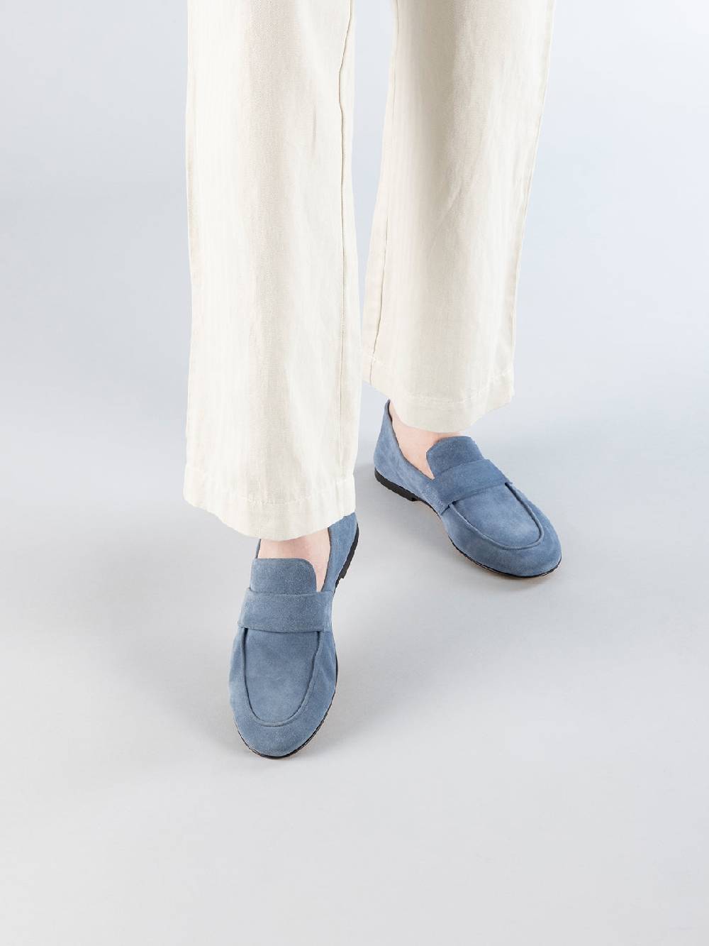 Officine Creative BLAIR 001 Mocassini in Pelle Scamosciata Blu Prezzo basso