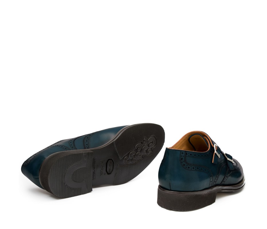 Pakerson DOPPIA FIBBIA SIENA PELLE BLU ISLAND 50% di sconto con spedizione gratuita
