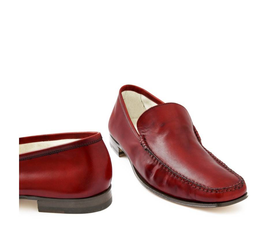 Pakerson MOCASSINO CERRETO PELLE ROSSO BORDEAUX Qualità Garantita