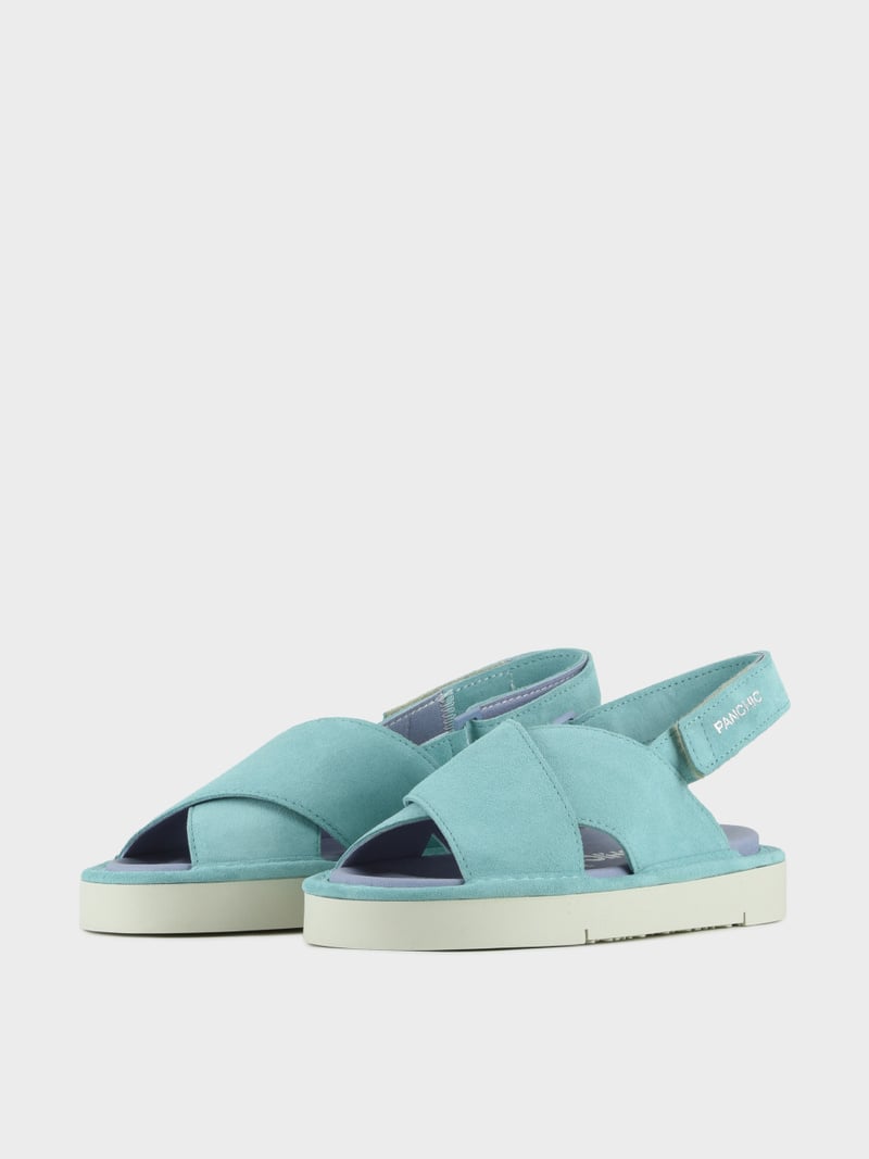 Panchic SANDALO INCROCIATO P67 DONNA IN SUEDE E MICROFIBRA ACQUAMARINA Economico
