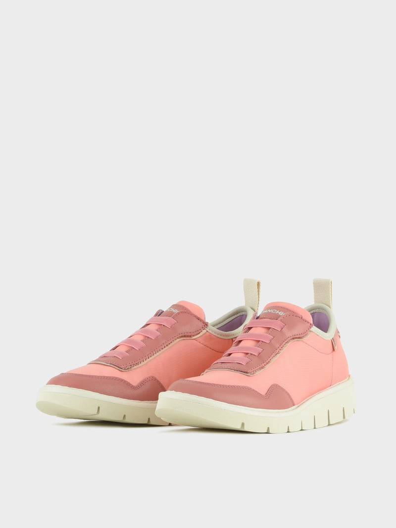 Panchic SLIP ON P05 DONNA IN NYLON E PELLE ROSA Nuova