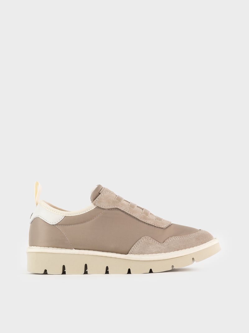 Panchic SLIP ON P05 DONNA IN NYLON E SUEDE TORTORA Nuovo