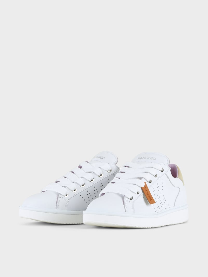 Panchic SCARPA ALLACCIATA P01 DONNA IN PELLE BIANCO-SABBIA Pezzi Unici