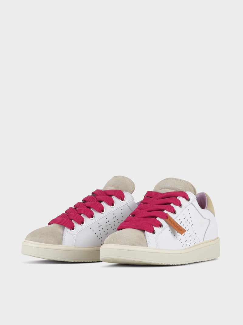 Panchic SCARPA ALLACCIATA P01 DONNA IN PELLE E SUEDE BIANCO-NEBBIA-FUCSIA Qualità Garantita