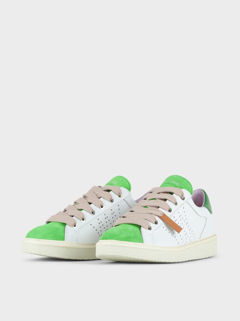 Panchic SCARPA ALLACCIATA P01 DONNA IN PELLE E SUEDE BIANCO-VERDE SMERALDO-ROSA CIPRIA Negozi Online