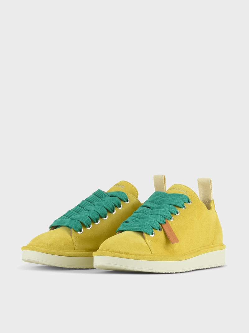 Panchic SCARPA ALLACCIATA P01 DONNA IN SUEDE GIALLO-VERDE SMERALDO Promozione Limitata
