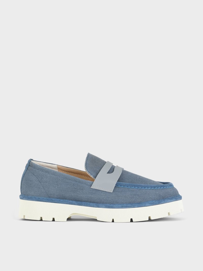 Panchic SLIP ON P99 UOMO IN LINO E SUEDE BLU DENIM Sottocosto