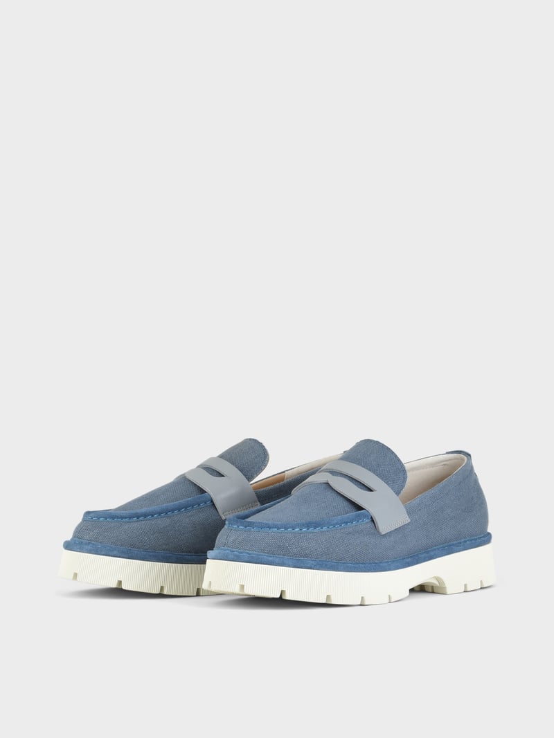 Panchic SLIP ON P99 UOMO IN LINO E SUEDE BLU DENIM Sottocosto
