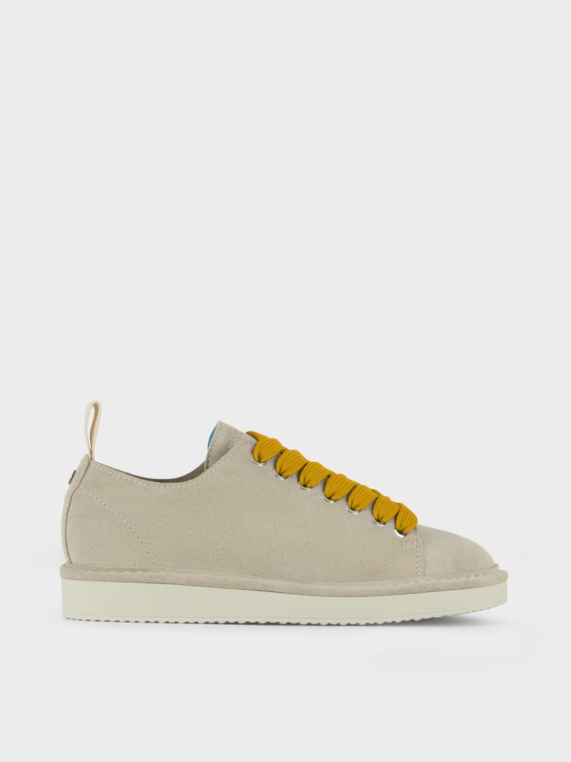 Panchic SCARPA ALLACCIATA P01 UOMO IN SUEDE NEBBIA-GIALLO Nuova
