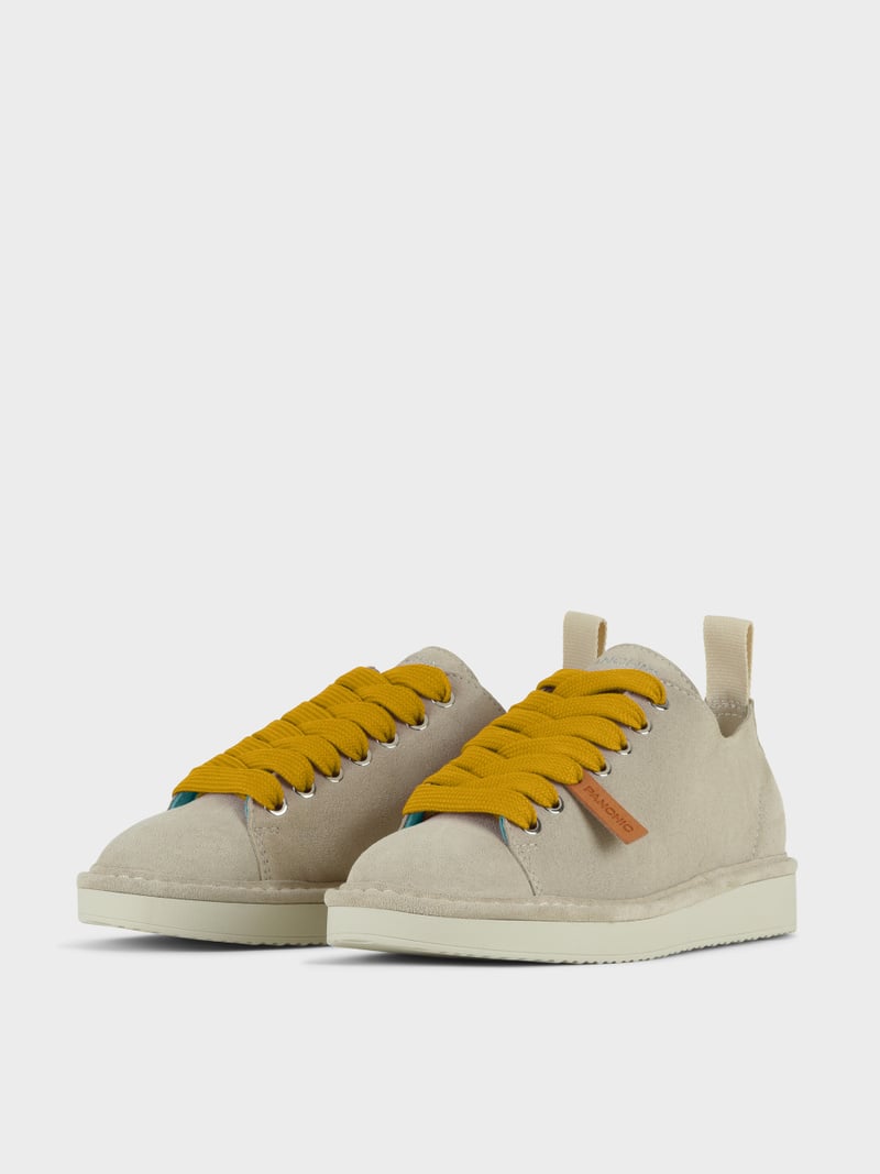 Panchic SCARPA ALLACCIATA P01 UOMO IN SUEDE NEBBIA-GIALLO Nuova