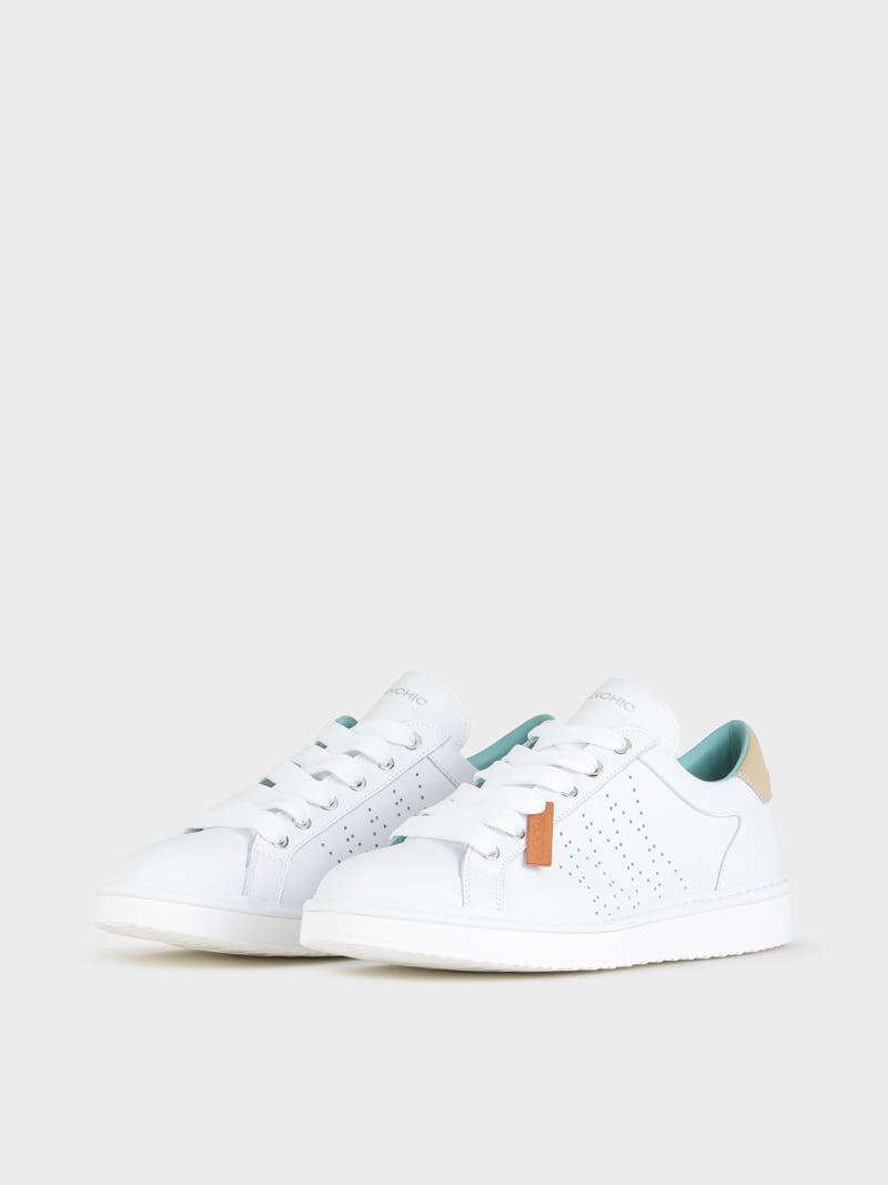 Panchic SCARPA ALLACCIATA P01 UOMO IN PELLE BIANCO-SABBIA Italy