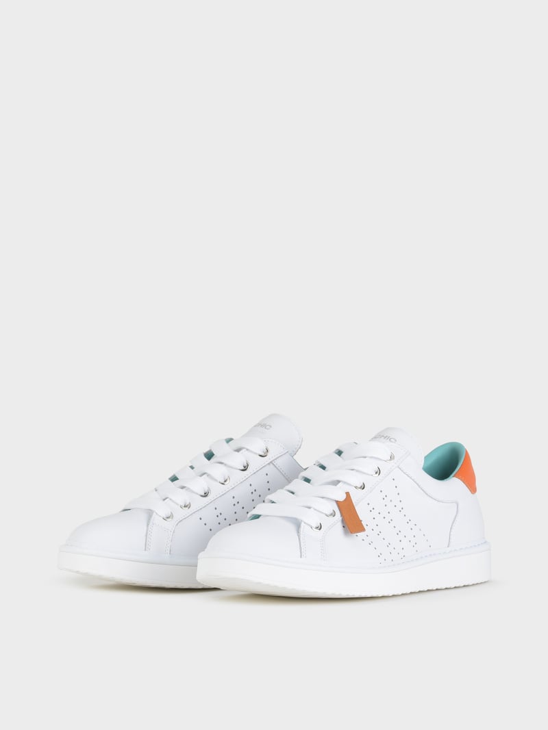 Panchic SCARPA ALLACCIATA P01 UOMO IN PELLE BIANCO-ARANCIO Italia