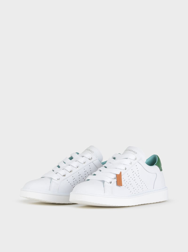 Panchic SCARPA ALLACCIATA P01 UOMO IN PELLE BIANCO-VERDE 2025