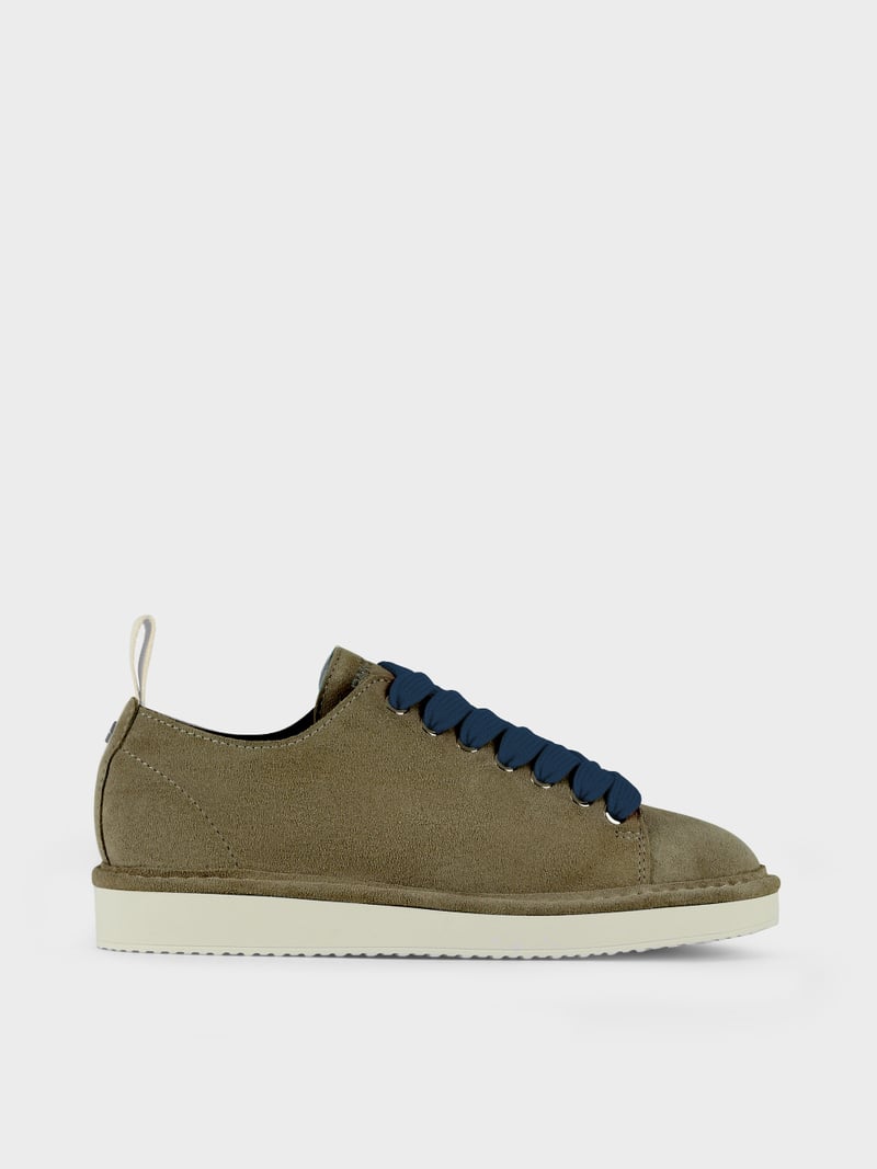Panchic SCARPA ALLACCIATA P01 UOMO IN SUEDE VERDE FORESTA-COBALTO Nuovo
