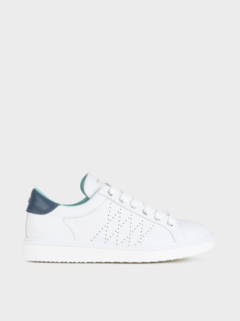 Panchic SCARPA ALLACCIATA P01 UOMO IN PELLE BIANCO-BLU