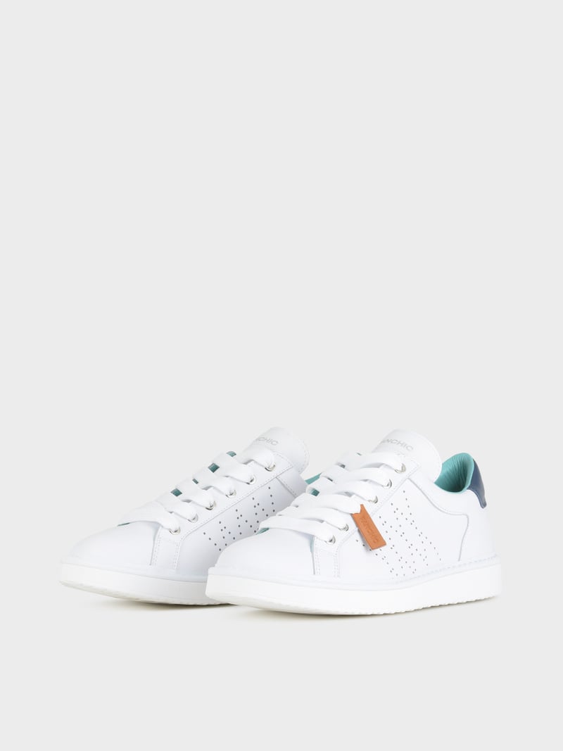 Panchic SCARPA ALLACCIATA P01 UOMO IN PELLE BIANCO-BLU Offerte stagionali