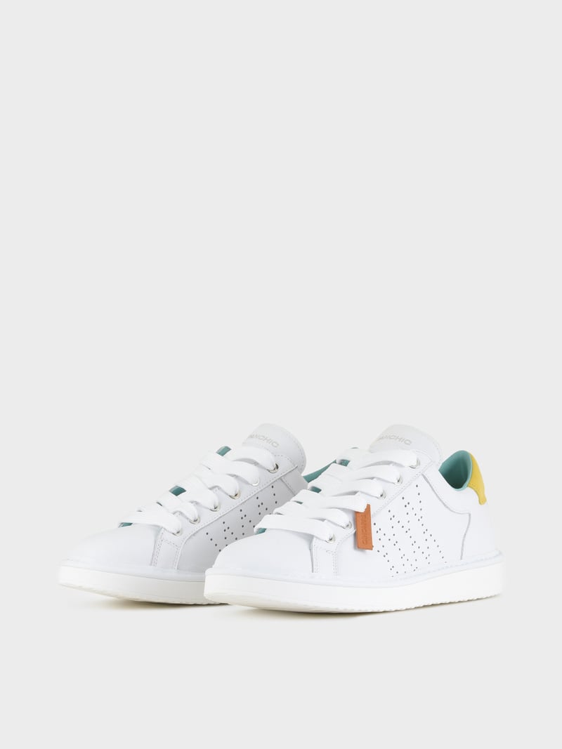 Panchic SCARPA ALLACCIATA P01 UOMO IN PELLE BIANCO-ZUCCA Soddisfazione Garantita