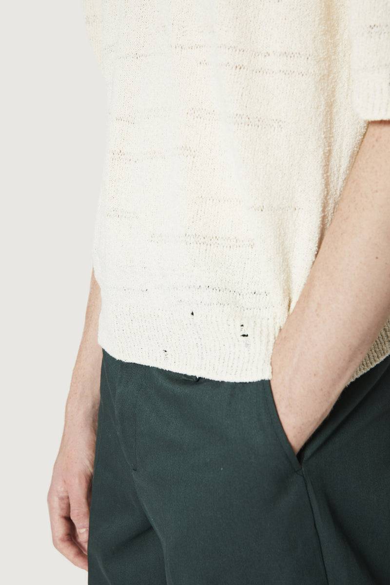 ﻿Paura ADAM KNIT POLO SHIRT OFF WHITE Nuovo