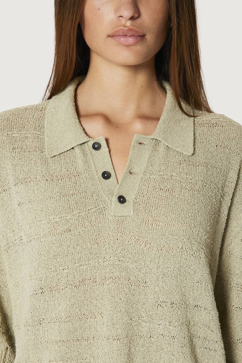 Paura ADAM KNIT POLO SHIRT SAGE Qualità
