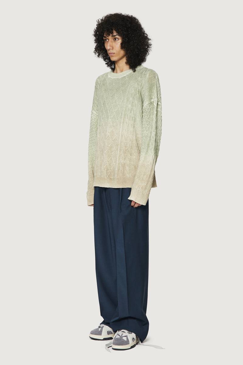 Paura DEREK SWEATER GREEN/BEIGE In Vendita