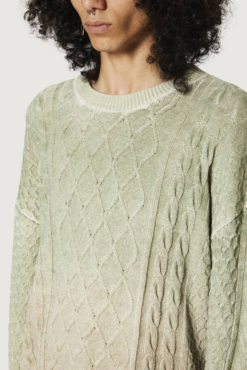 Paura DEREK SWEATER GREEN/BEIGE In Vendita