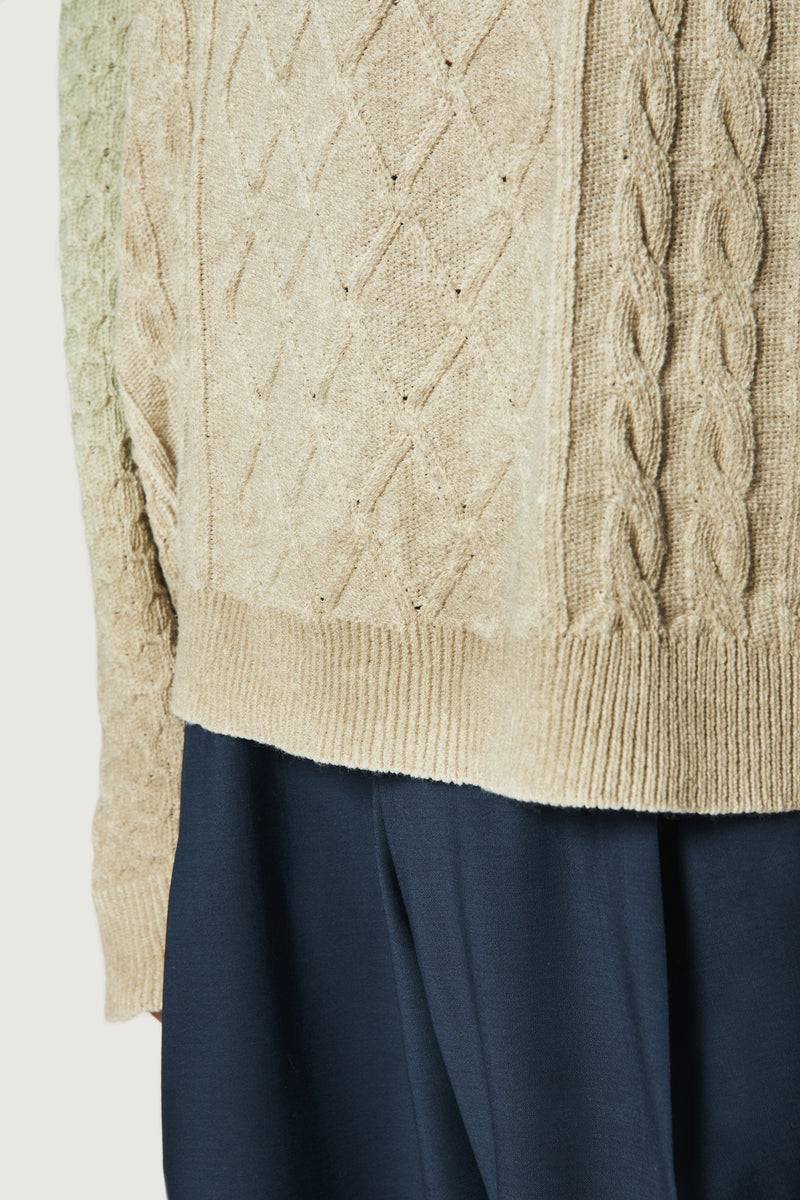 Paura DEREK SWEATER GREEN/BEIGE In Vendita