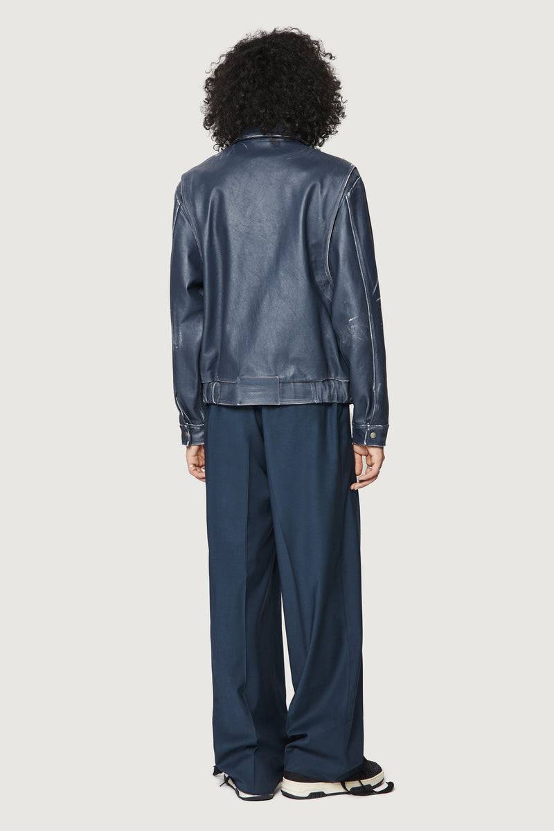 Paura EFREM LEATHER JACKET BLUE Saldi