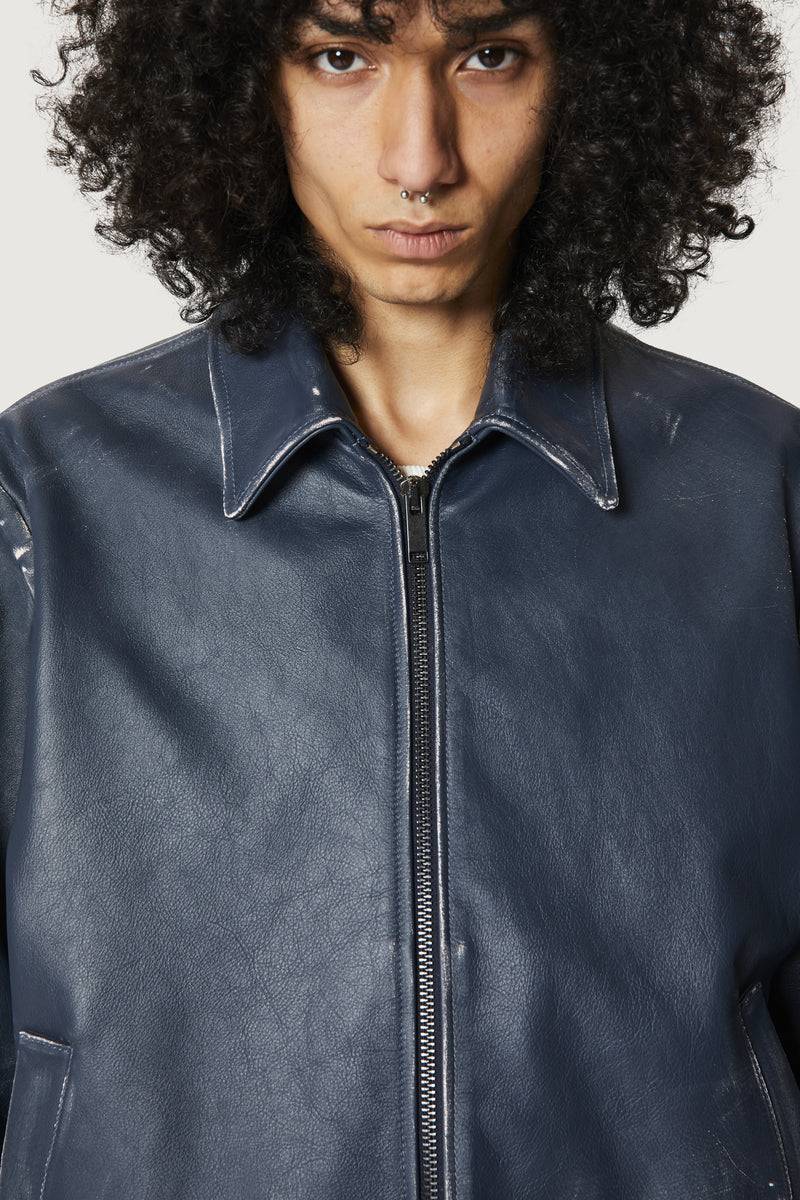 Paura EFREM LEATHER JACKET BLUE Saldi
