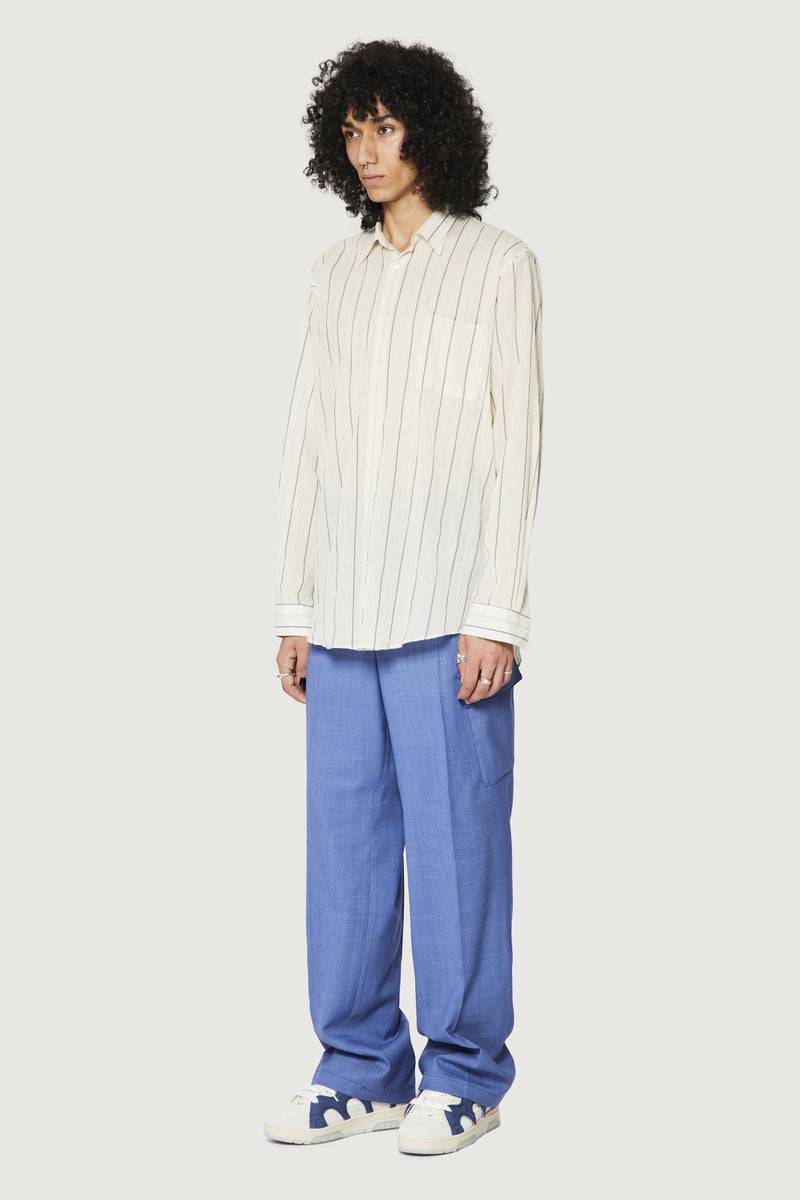 Paura ERZIN OVERSIZED SHIRT OFF-WHITE WITH STRIPES Nuova