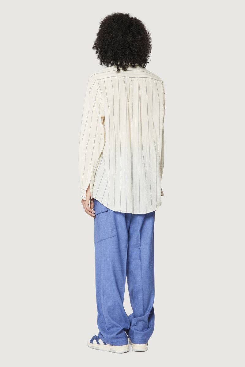 Paura ERZIN OVERSIZED SHIRT OFF-WHITE WITH STRIPES Nuova