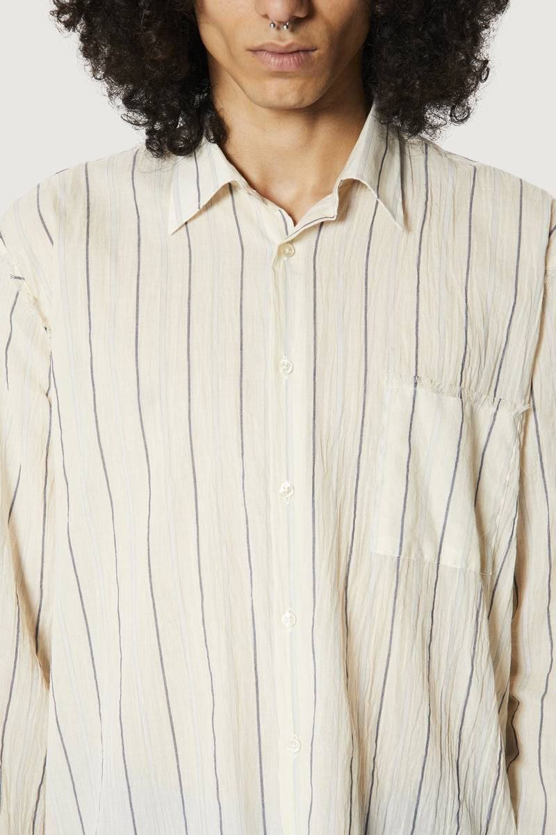 Paura ERZIN OVERSIZED SHIRT OFF-WHITE WITH STRIPES Nuova