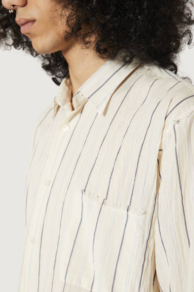 Paura ERZIN OVERSIZED SHIRT OFF-WHITE WITH STRIPES Nuova