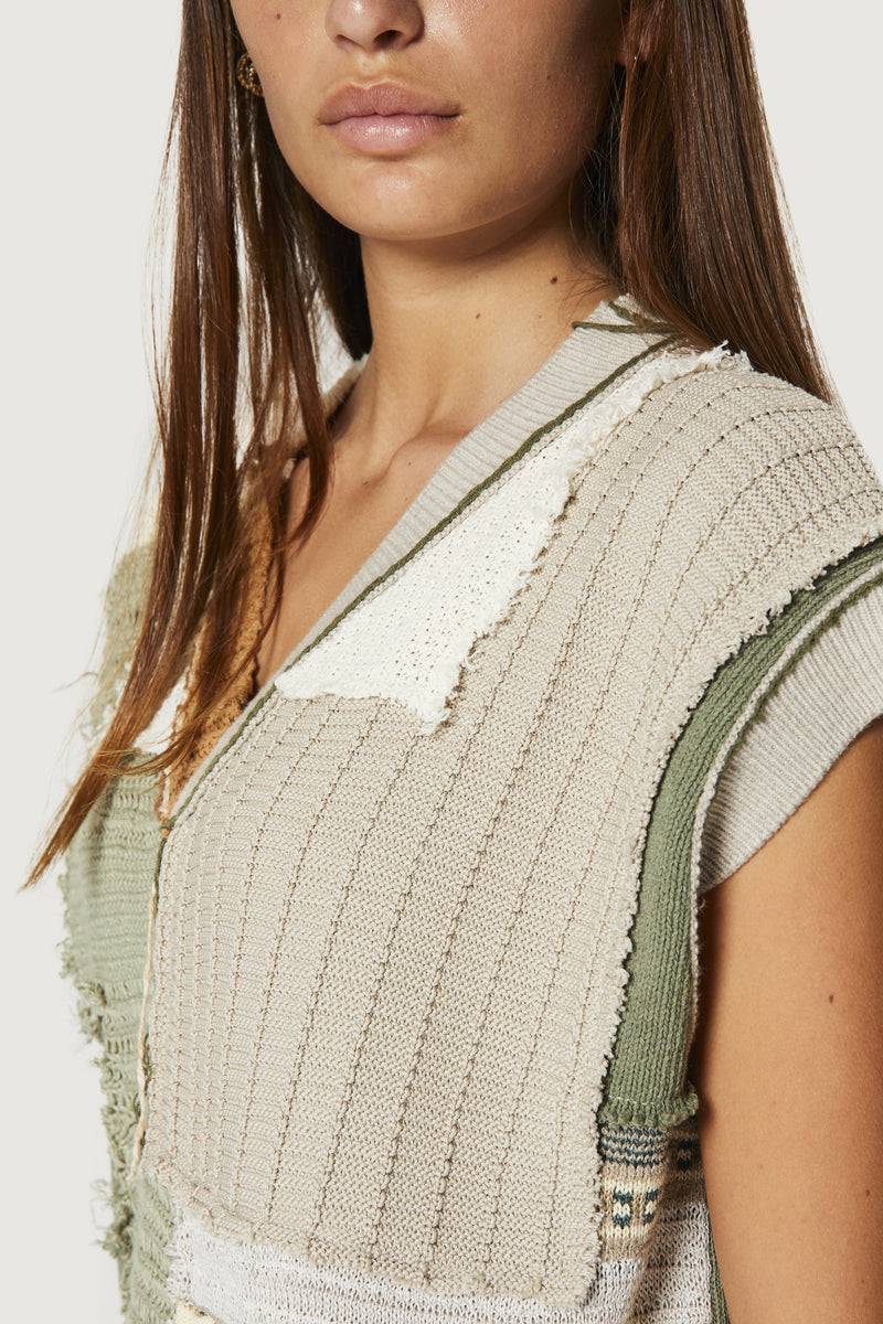 Paura NABIL PATCHWORK VEST MULTICOLOR Lightning offer