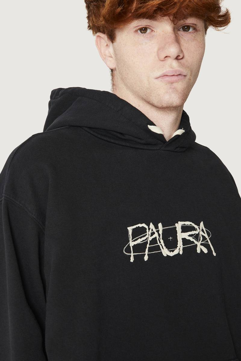 Paura SANTI HOODIE SWEATSHIRT COSMIC LOGO BLACK ACQUISTA ORA