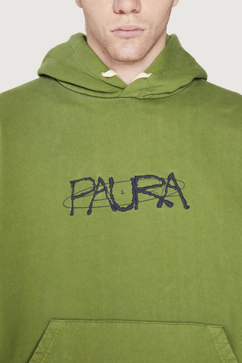 Paura SANTI HOODIE SWEATSHIRT COSMIC LOGO GREEN Latest stili