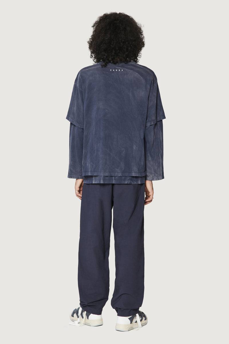 Paura ZENO DOUBLE LAYER LONGSLEEVE DARK BLUE Enormi sconti