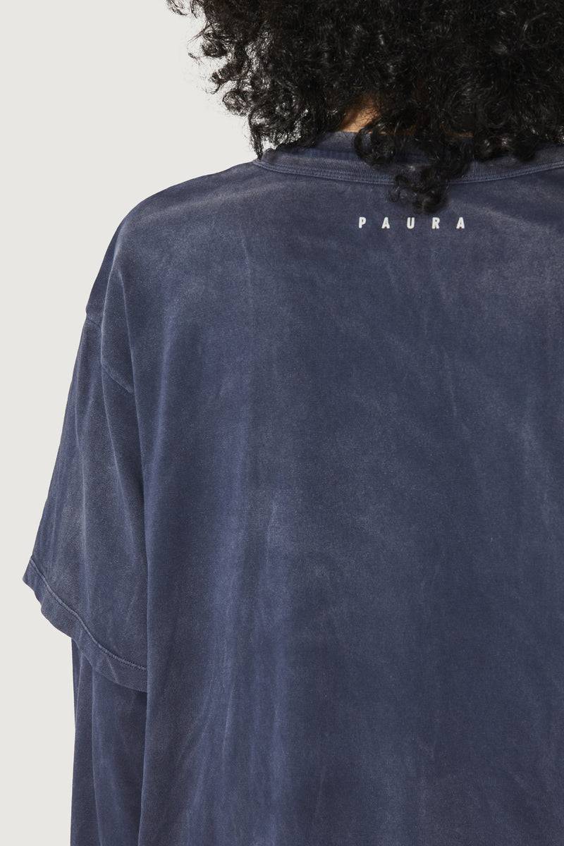 Paura ZENO DOUBLE LAYER LONGSLEEVE DARK BLUE Enormi sconti