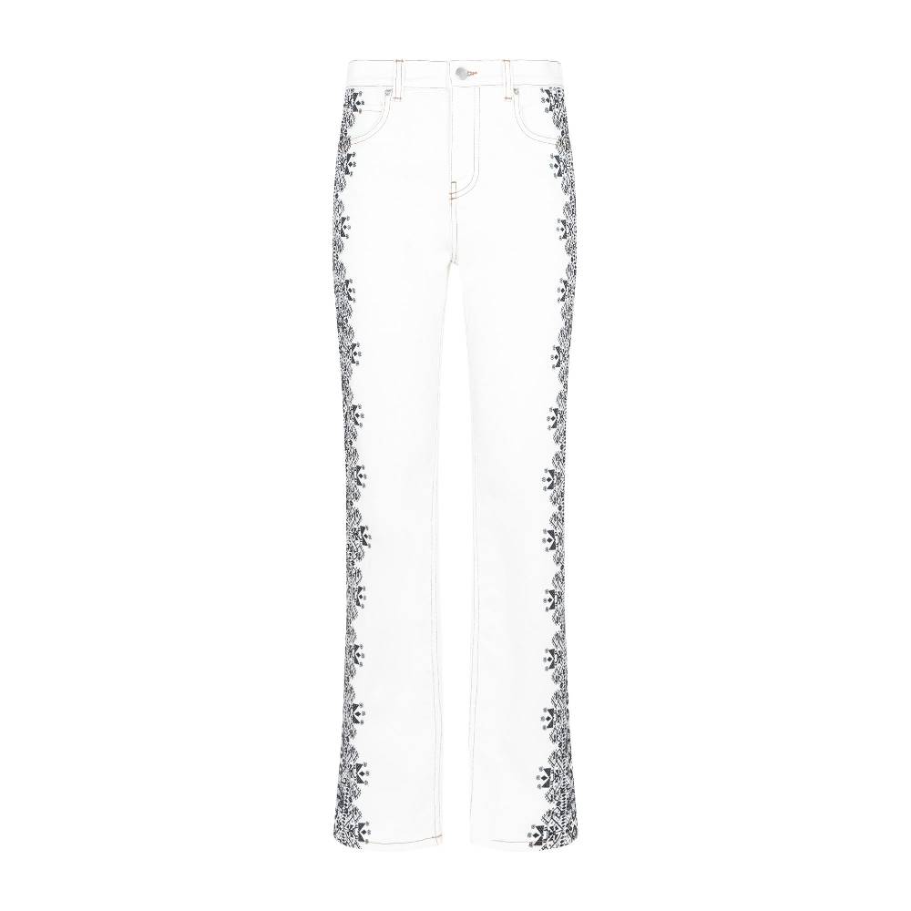 ETRO  Jeans di Cotone Bianco ETRO Esme con Stampa Laterale