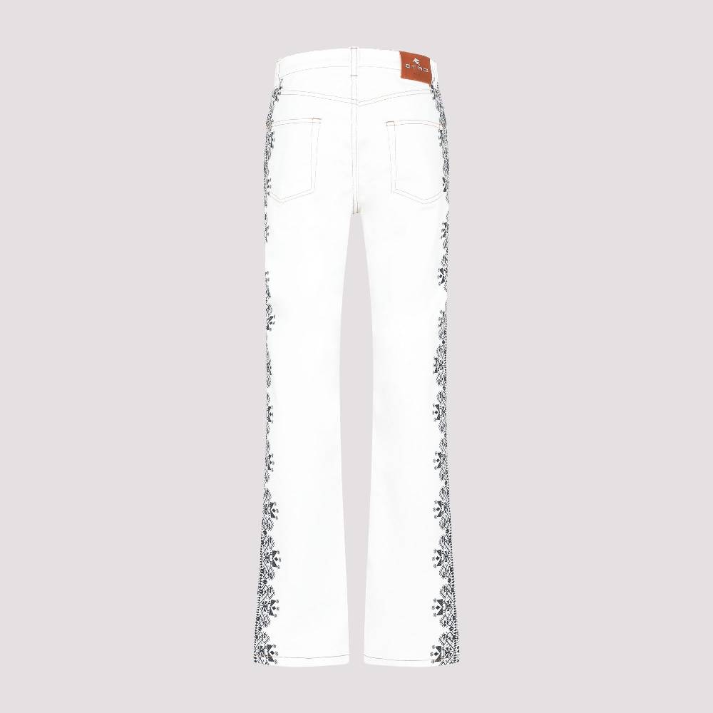 ETRO  Jeans di Cotone Bianco ETRO Esme con Stampa Laterale Hotsell