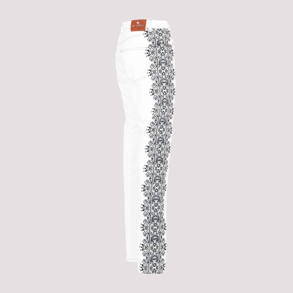 ETRO  Jeans di Cotone Bianco ETRO Esme con Stampa Laterale Hotsell