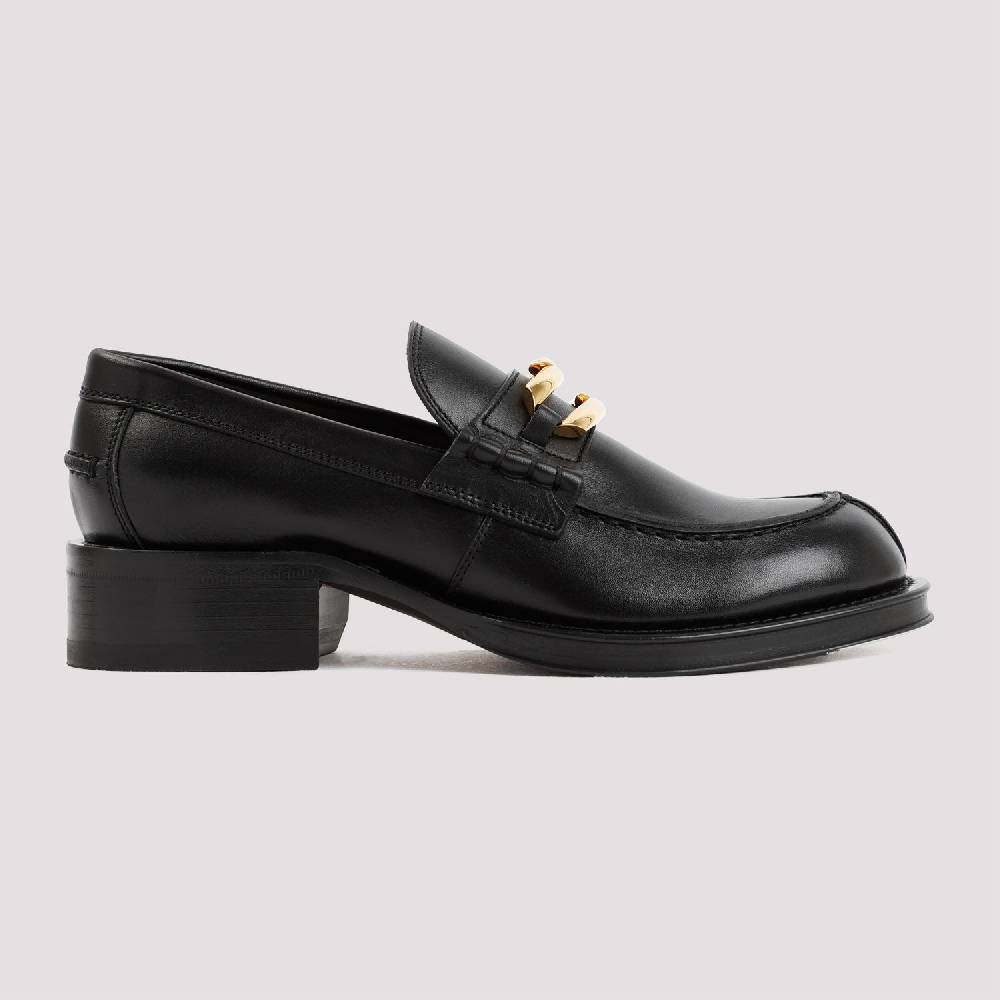 LANVIN  Mocassini LANVIN Neri in Pelle con Dettagli Dorati Negozio